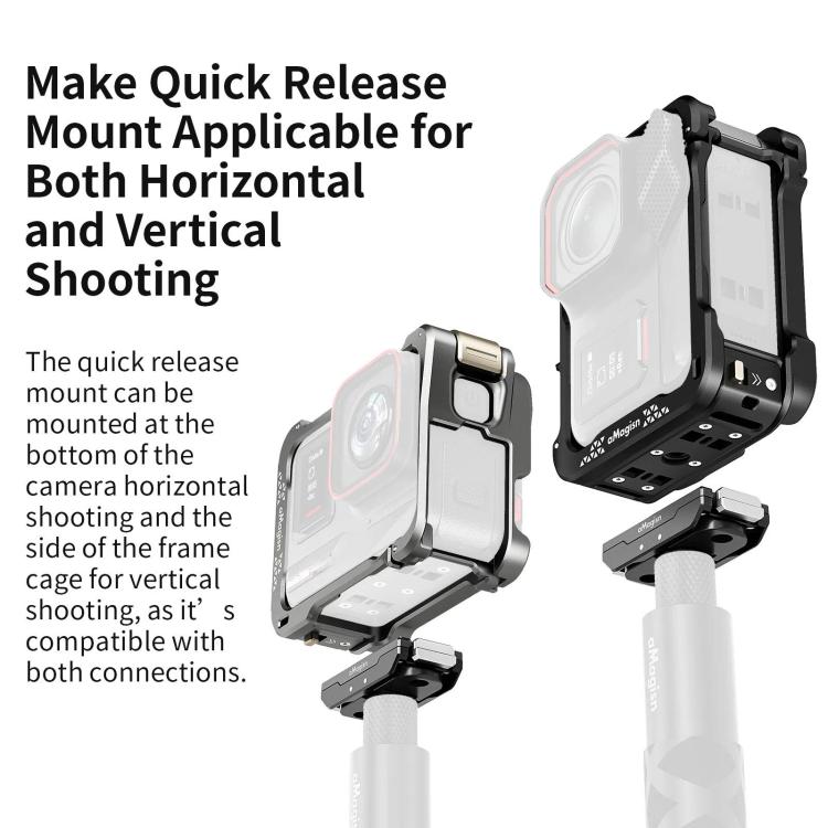 For Insta360 Ace Pro 2 / Ace Pro Camera AMagisn Quick Release Metal Cage Horizontal & Vertical Shooting Protective Frame