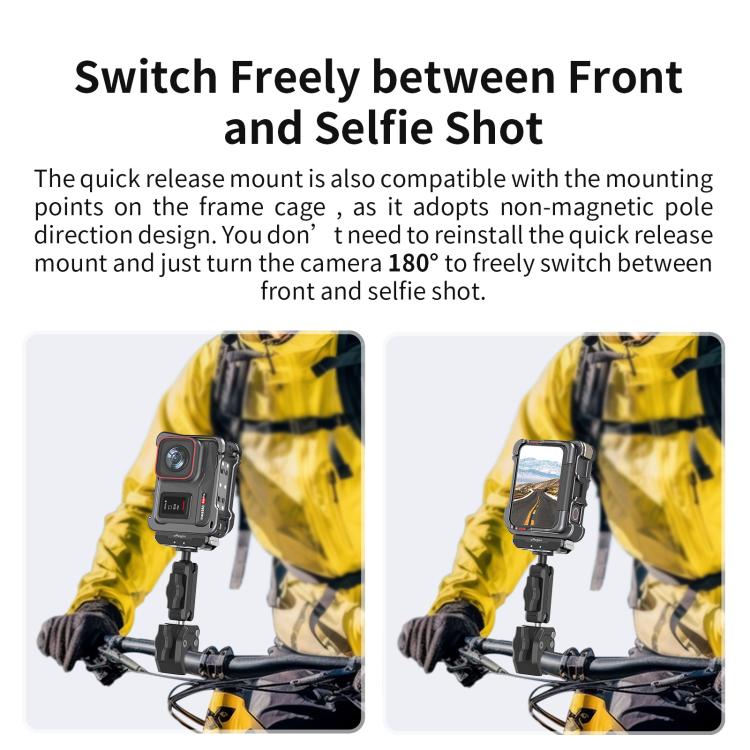 For Insta360 Ace Pro 2 / Ace Pro Camera AMagisn Quick Release Metal Cage Horizontal & Vertical Shooting Protective Frame