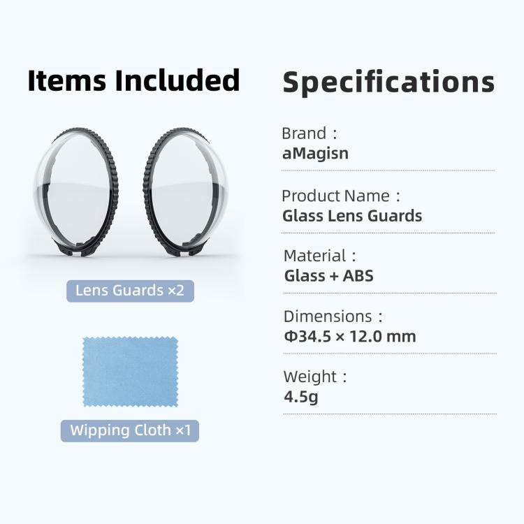 For Insta360 X5 Camera aMagisn Lens Guard Protector Detachable Anti-Scratch Glass Cover, Standard Edition