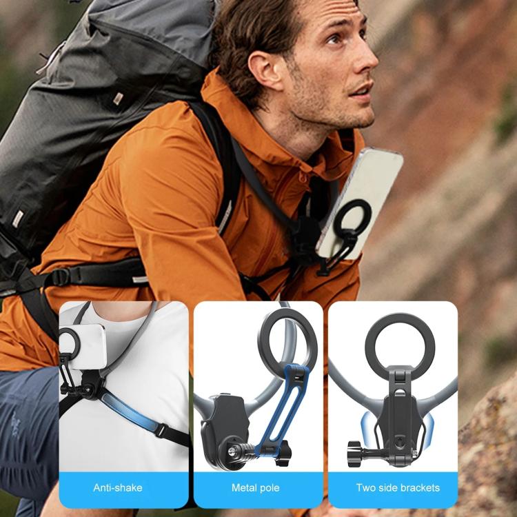 Adjustable Magnetic Neck Mount Phone Holder Quick-Release Chest Strap POV Mount For Sports & Vlogging