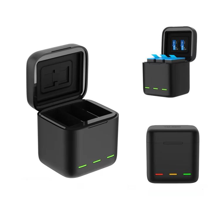 For GoPro HERO13 Black TELESIN 3 Slots Charging Case Compact Storage Box, Charging Case