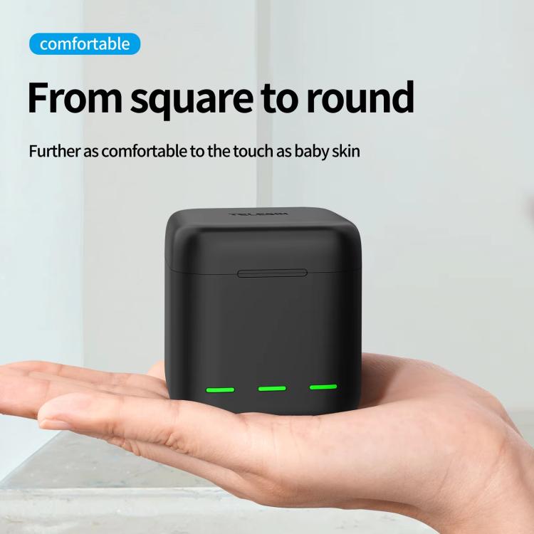 For GoPro HERO13 Black TELESIN 3 Slots Charging Case Compact Storage Box, Charging Case