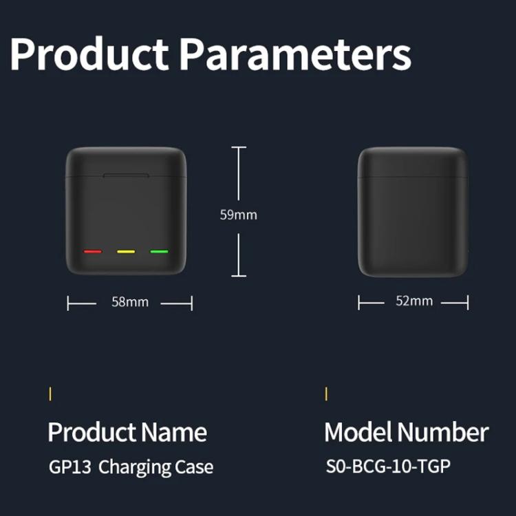 For GoPro HERO13 Black TELESIN 3 Slots Charging Case Compact Storage Box, Charging Case