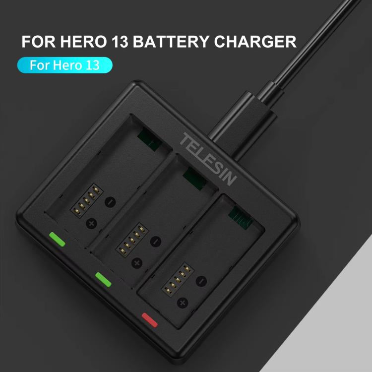 For GoPro HERO13 Black TELESIN 3 Slots Charging Base Action Camera Accessories, Charging Base