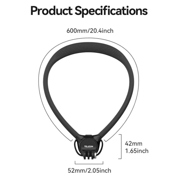 TELESIN Action Camera Neck Holder SE2.0 POV Perspective Bracket With Adjustable Chest Strap, SE2.0 Gray, SE2.0 Black
