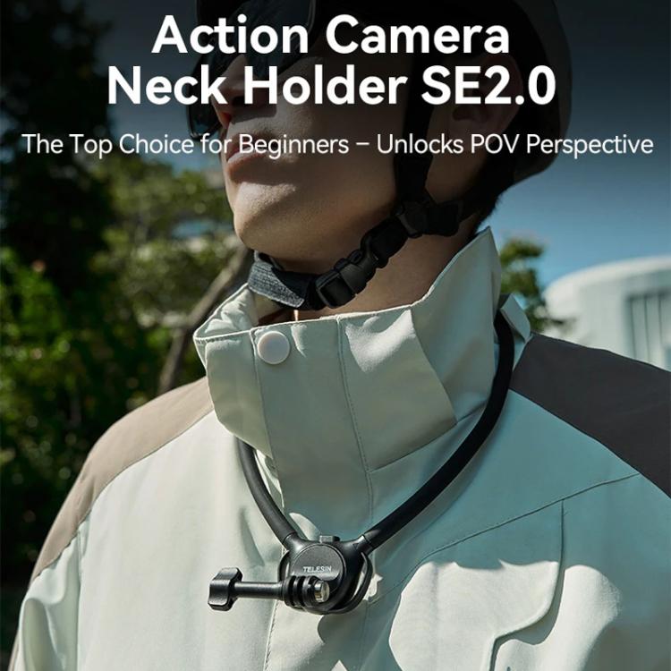 TELESIN Action Camera Neck Holder SE2.0 POV Perspective Bracket With Adjustable Chest Strap, SE2.0 Gray, SE2.0 Black