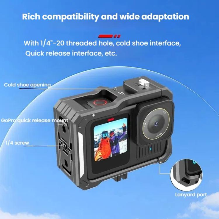 HEPAIL AC68 Aluminum Alloy Rabbit Cage Frame For GoPro HERO13 Black /12 Black /11 Black /10 Black /9 Black, AC68