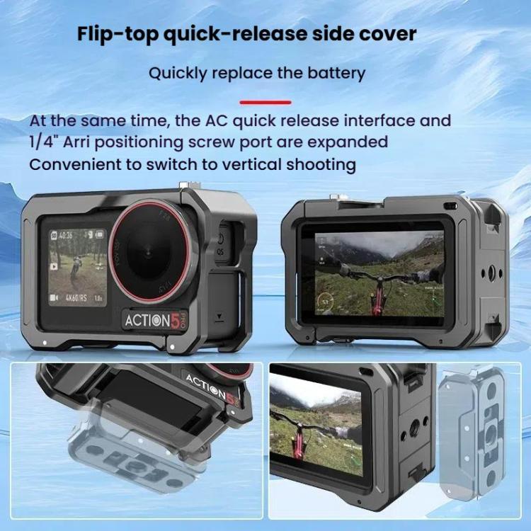 For DJI Osmo Action 5 Pro / 4 / 3 HEPAIL AC70 Metal Rabbit Cage, AC70