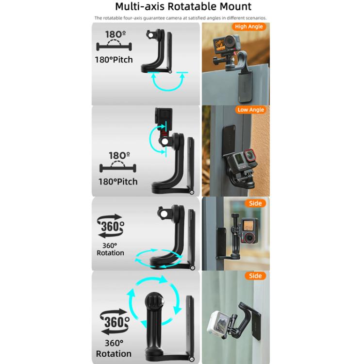 Sunnylife MJ996 Sports Camera Multi-Axis Rotating Magnetic Mount, MJ996