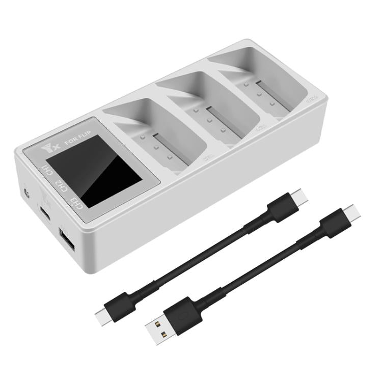 For DJI Flip Drone YX 3-Channel Battery Charger with Color LCD Screen Smart Charging Hub, 3-Channel Color Screen