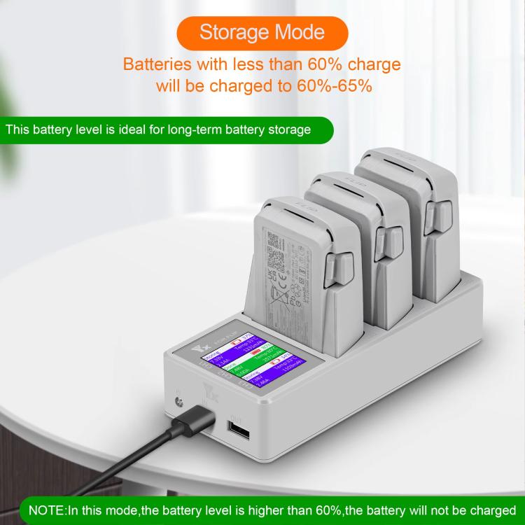 For DJI Flip Drone YX 3-Channel Battery Charger with Color LCD Screen Smart Charging Hub, 3-Channel Color Screen