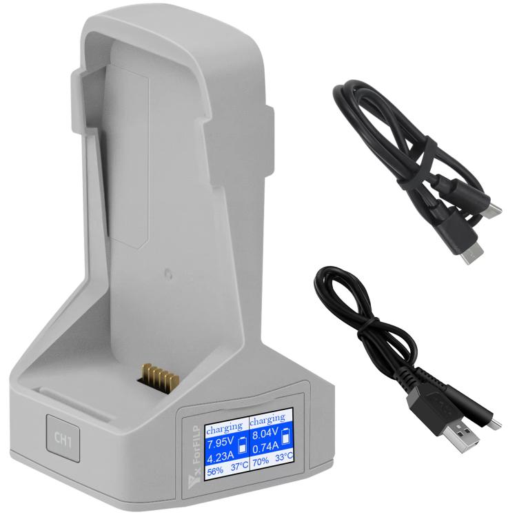 For DJI Flip YX Dual-Slot Vertical Bttery Charger Charging Station With Color Screen, 2-way Vertical Color Screen