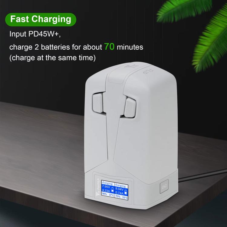 For DJI Flip YX Dual-Slot Vertical Bttery Charger Charging Station With Color Screen, 2-way Vertical Color Screen