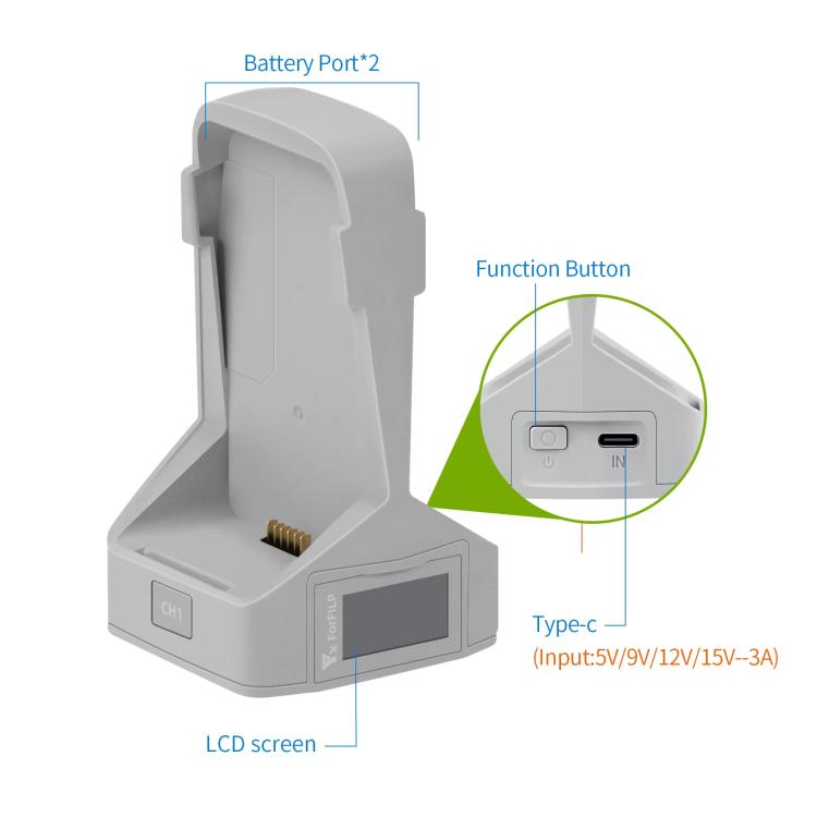 For DJI Flip YX Dual-Slot Vertical Bttery Charger Charging Station With Color Screen, 2-way Vertical Color Screen