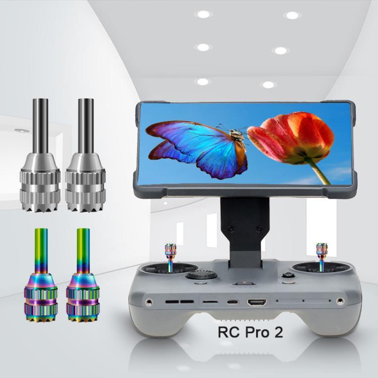 For DJI Mavic 4 Pro / RC Pro 2 Remote Controller Joystick Stainless Steel Thumb Rocker, 1pair Silver, 1pair Colorful, Silver+Colorful