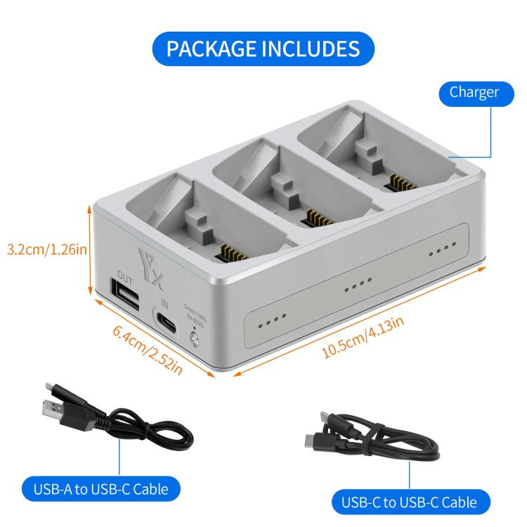 For DJI Flip YX 3-Way Charger Bidirectional Battery Management System, 3-Way LED Indicator