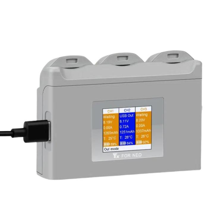 For DJI Neo Battery Charger YX 3-way Color Screen Charger Hub Charging Station, 3-way Color Screen