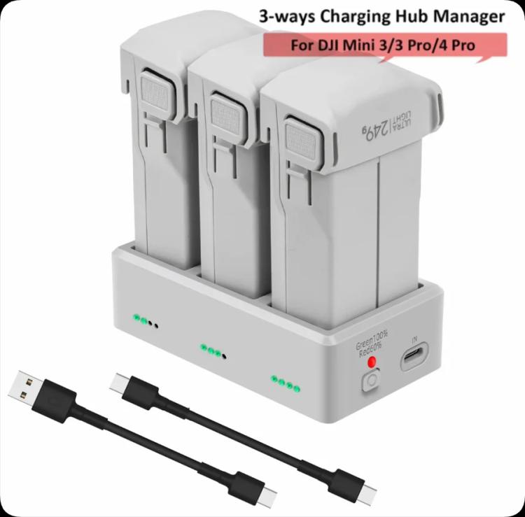 YX 3-Way Battery Charger For DJI Mini 4 Pro/Mini 3/Mini 3 Pro Charging Hub, 35W EU Plug, Without Pulg, 35W US Plug