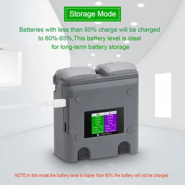 For DJI Air 3/Air 3S YX 2-Way Battery Charger Charging Butler With Color Screen Drone Accessories, 2-Way Color Screen