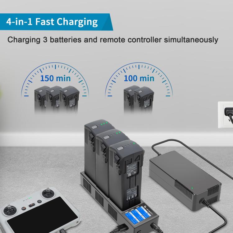 For DJI Mavic 3 YX Battery Charger Discharger Hub 3-in-1 Smart Charging Station With Color Screen, US Plug, AU Plug, EU Plug, UK Plug