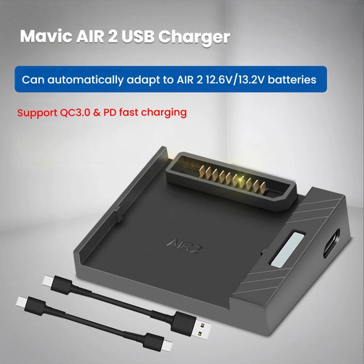 For DJI Air 2/Air 2S Battery Charger with QC3.0 & PD Fast Charge Auto-Smart Compatible Charging