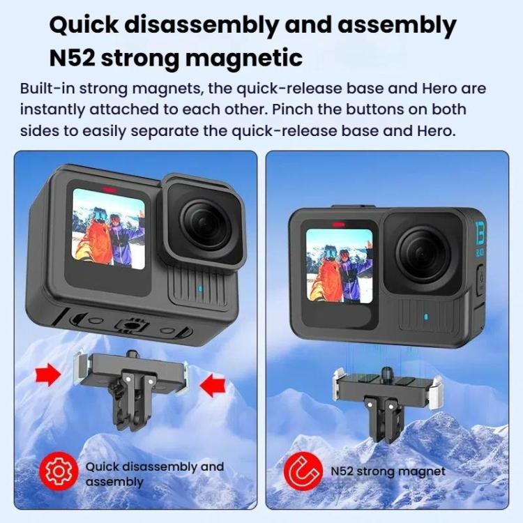 For GoPro HERO13 Black HEPAIL AC67 Magnetic Metal Quick Release Base, AC67