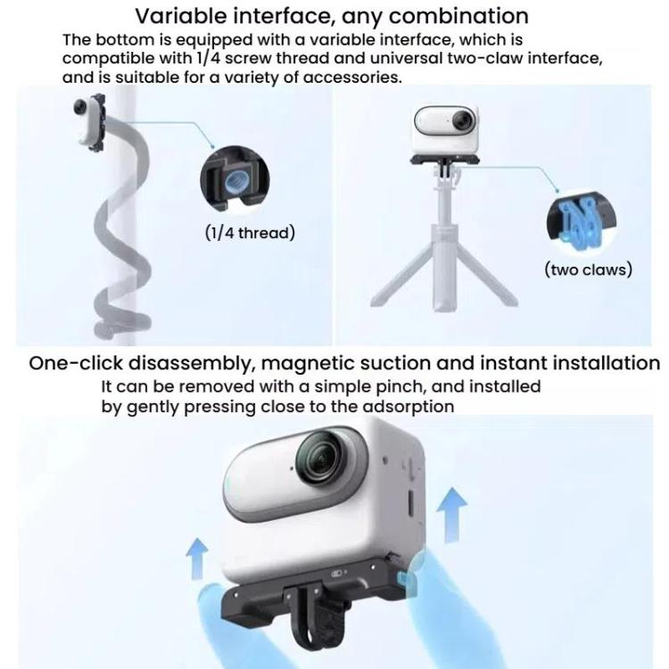 For Insta360 GO 3 / 3S HEPAIL AC-08 Aluminium Alloy Magnetic Quick Release Base, AC-08