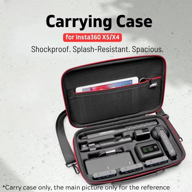 For Insta360 X5 / X4 Camera SYMIK Large Capacity Storage Bag Handbag Messenger Carrying Case