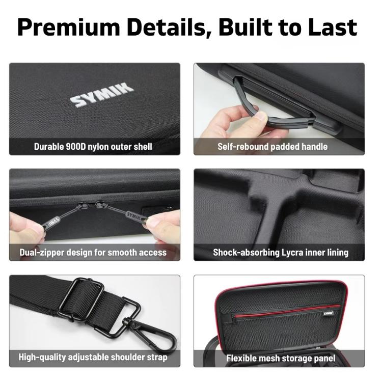 For Insta360 X5 / X4 Camera SYMIK Large Capacity Storage Bag Handbag Messenger Carrying Case