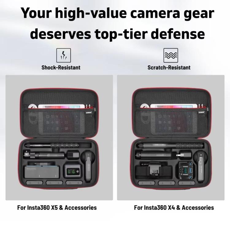 For Insta360 X5 / X4 Camera SYMIK Large Capacity Storage Bag Handbag Messenger Carrying Case