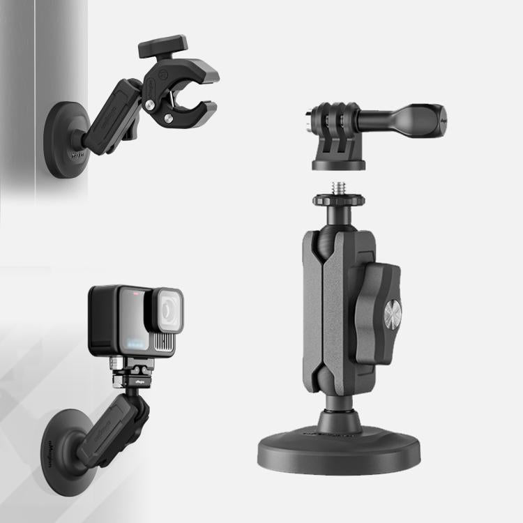 aMagisn Metal Arm Clamp Magnetic Base with 1/4-inch Ball Head For Insta360, DJI, GoPro Cameras, Magnetic Base