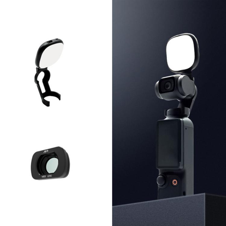 For DJI Osmo Pocket 3 JSR Fixed Frame Head Fill Light, Single Fill Light, With Widening Lens, With Black Soft 1/4 Filter, With Black Soft 1/8 Filter, With Soft Focus Lens, With Black Soft 1/4+Black Soft 1/8+Soft Focus Lens, With Wide Angle 4 In 1
