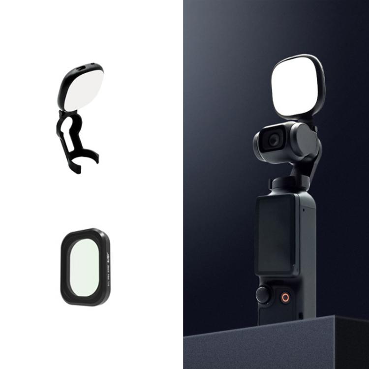 For DJI Osmo Pocket 3 JSR Fixed Frame Head Fill Light, Single Fill Light, With Widening Lens, With Black Soft 1/4 Filter, With Black Soft 1/8 Filter, With Soft Focus Lens, With Black Soft 1/4+Black Soft 1/8+Soft Focus Lens, With Wide Angle 4 In 1
