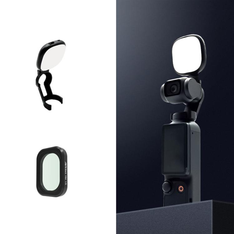 For DJI Osmo Pocket 3 JSR Fixed Frame Head Fill Light, Single Fill Light, With Widening Lens, With Black Soft 1/4 Filter, With Black Soft 1/8 Filter, With Soft Focus Lens, With Black Soft 1/4+Black Soft 1/8+Soft Focus Lens, With Wide Angle 4 In 1