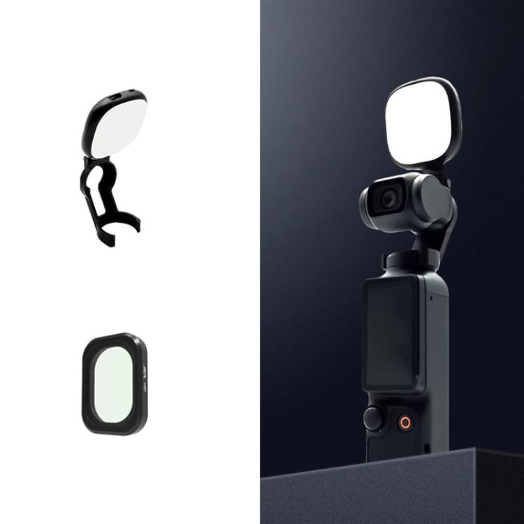 For DJI Osmo Pocket 3 JSR Fixed Frame Head Fill Light, Single Fill Light, With Widening Lens, With Black Soft 1/4 Filter, With Black Soft 1/8 Filter, With Soft Focus Lens, With Black Soft 1/4+Black Soft 1/8+Soft Focus Lens, With Wide Angle 4 In 1