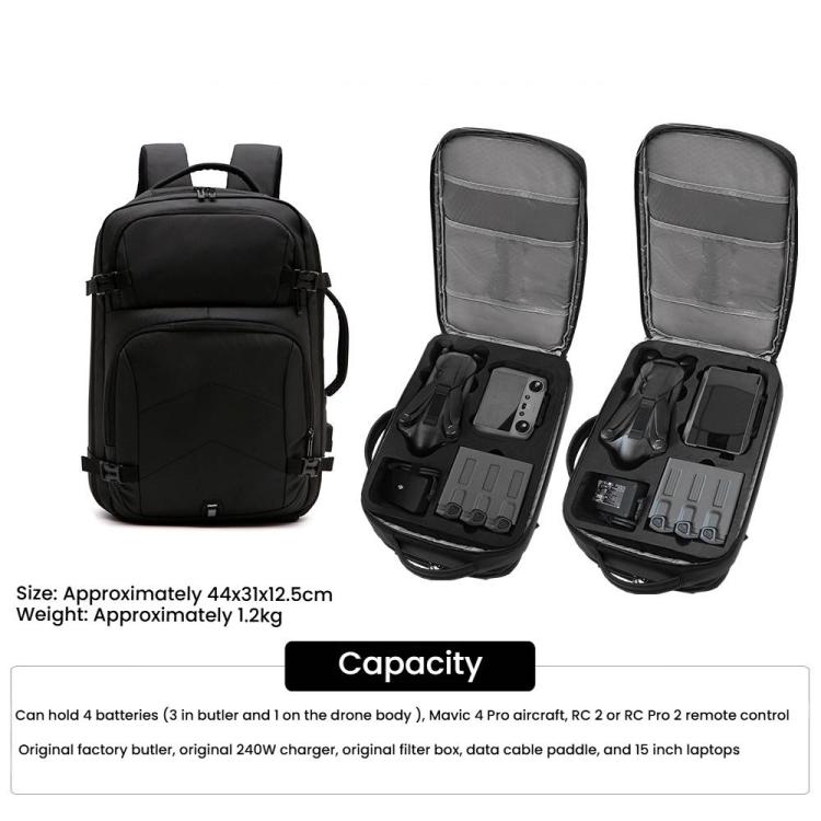 For DJI Mavic 4 Pro Fly More Combo / Creator Combo Backpack 15-inch Laptop Bag, MA-003