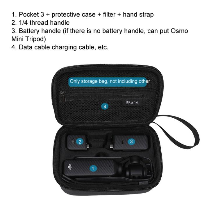 For DJI Pocket 3 Standard/Long-Battery Version BKANO Hard Case Slim Handheld Storage Bag