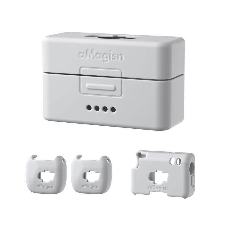 For DJI Mic Mini aMagisn MP01 Silicone Protective Case, 3 In 1 Black, 3 In 1 Gray, 3 In 1 Pink, 3 In 1 Purple, 3 In 1 Blue, 4 In 1 Black, 4 In 1 Gray, 4 In 1 Pink, 4 In 1 Purple, 4 In 1 Blue
