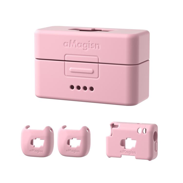 For DJI Mic Mini aMagisn MP01 Silicone Protective Case, 3 In 1 Black, 3 In 1 Gray, 3 In 1 Pink, 3 In 1 Purple, 3 In 1 Blue, 4 In 1 Black, 4 In 1 Gray, 4 In 1 Pink, 4 In 1 Purple, 4 In 1 Blue