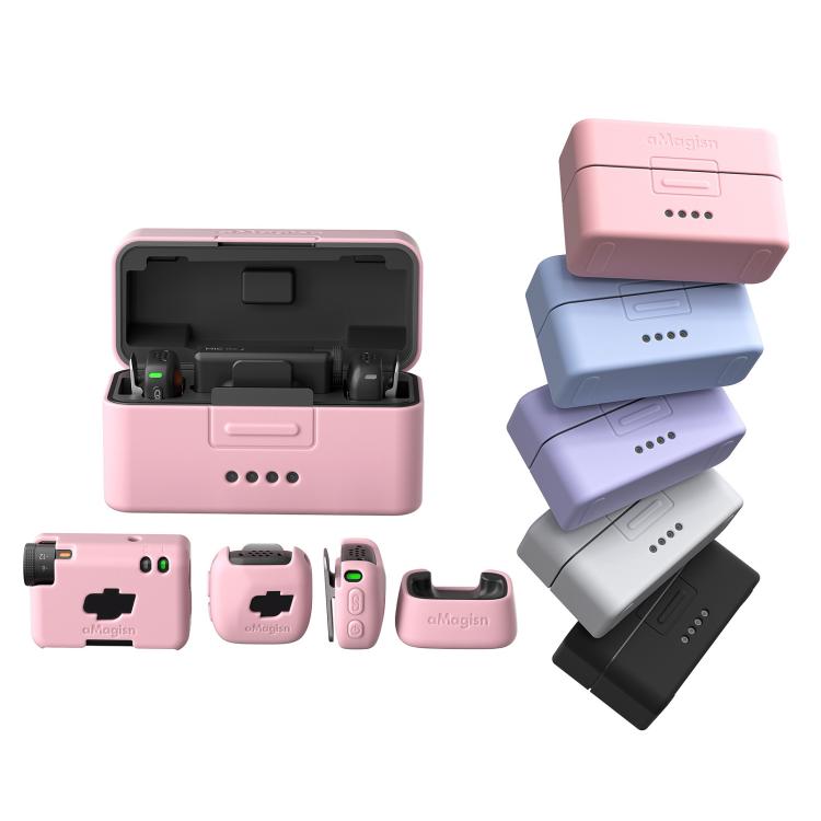 For DJI Mic Mini aMagisn MP01 Silicone Protective Case, 3 In 1 Black, 3 In 1 Gray, 3 In 1 Pink, 3 In 1 Purple, 3 In 1 Blue, 4 In 1 Black, 4 In 1 Gray, 4 In 1 Pink, 4 In 1 Purple, 4 In 1 Blue