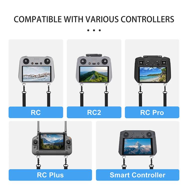 For DJI RC/RC 2/RC Pro/RC Plus Adjustable Soft Leather Neck Strap Dual-Hook Hands-Free Shoulder Belt, For DJI RC/RC 2/RC Pro/RC Plus