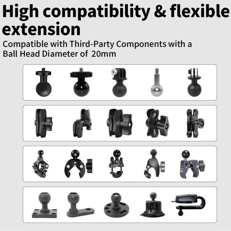 For Insta360, DJI, GoPro Cameras Metal Arm Clamp Holder Cycling Bracket, HM07