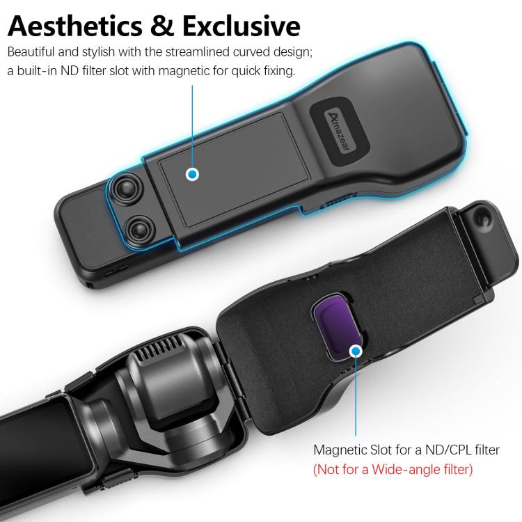 For DJI Osmo Pocket 3 Amazear Protective Case All-in-One Anti-Scratch Cover with Built-in Filter Slot