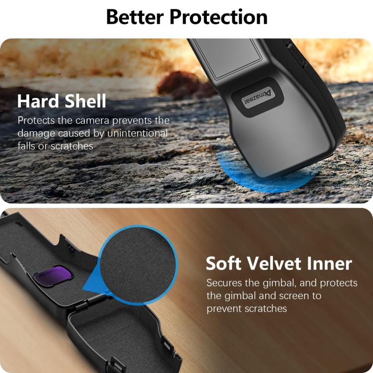 For DJI Osmo Pocket 3 Amazear Protective Case All-in-One Anti-Scratch Cover with Built-in Filter Slot