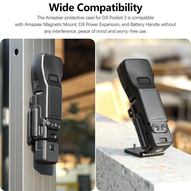 For DJI Osmo Pocket 3 Amazear Protective Case All-in-One Anti-Scratch Cover with Built-in Filter Slot