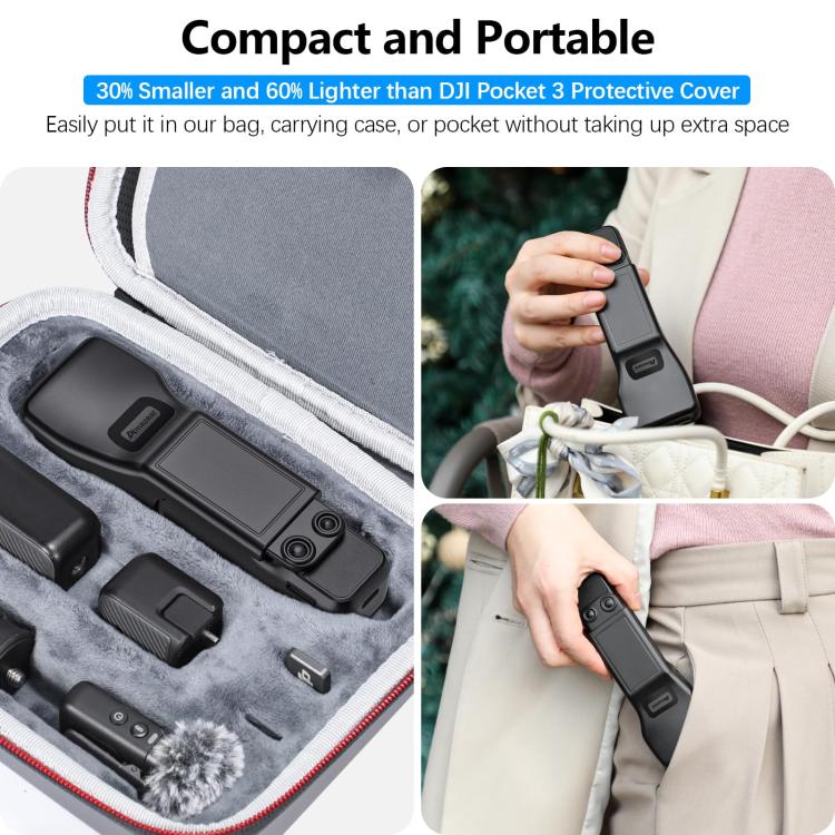 For DJI Osmo Pocket 3 Amazear Protective Case All-in-One Anti-Scratch Cover with Built-in Filter Slot
