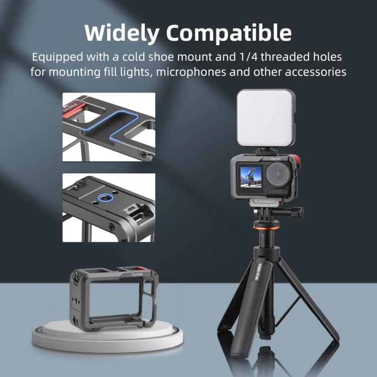 For DJI Action 5 Pro/Action 4/Action 3 Flymile Aluminum Alloy Camera Cage Protective Metal Frame