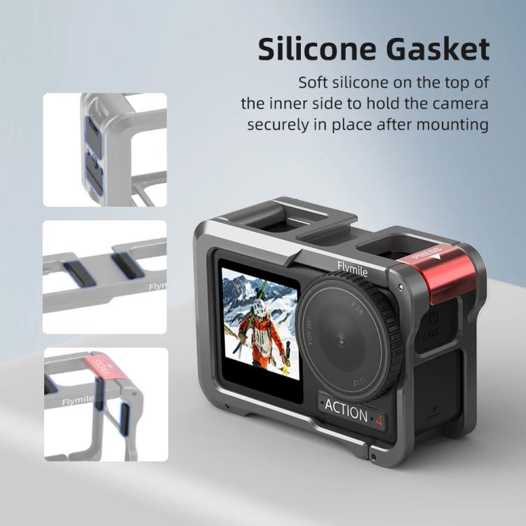 For DJI Action 5 Pro/Action 4/Action 3 Flymile Aluminum Alloy Camera Cage Protective Metal Frame