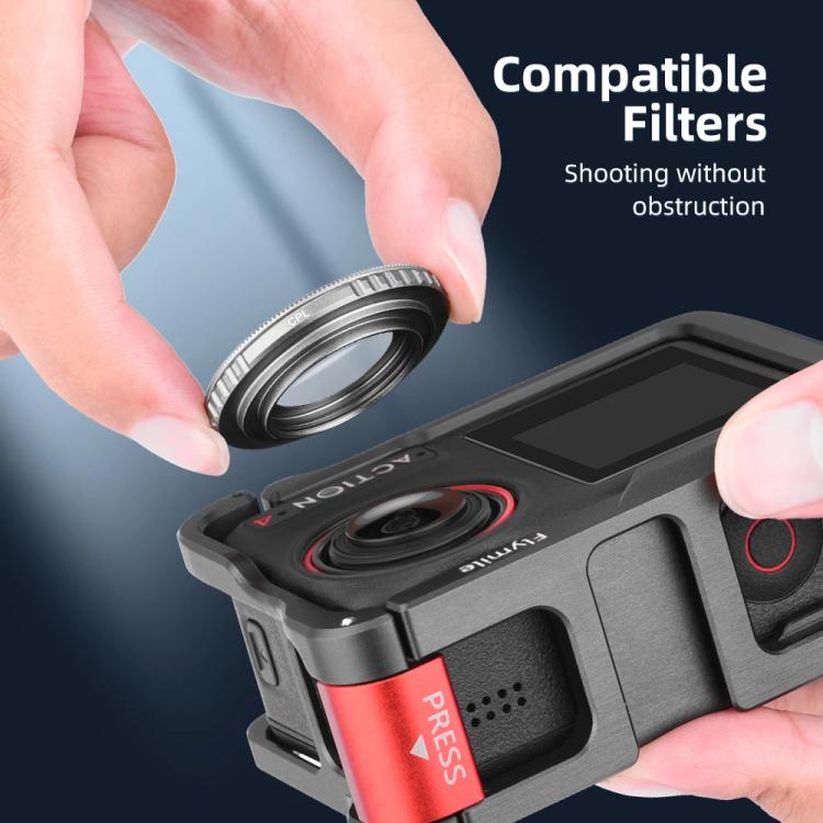 For DJI Action 5 Pro/Action 4/Action 3 Flymile Aluminum Alloy Camera Cage Protective Metal Frame