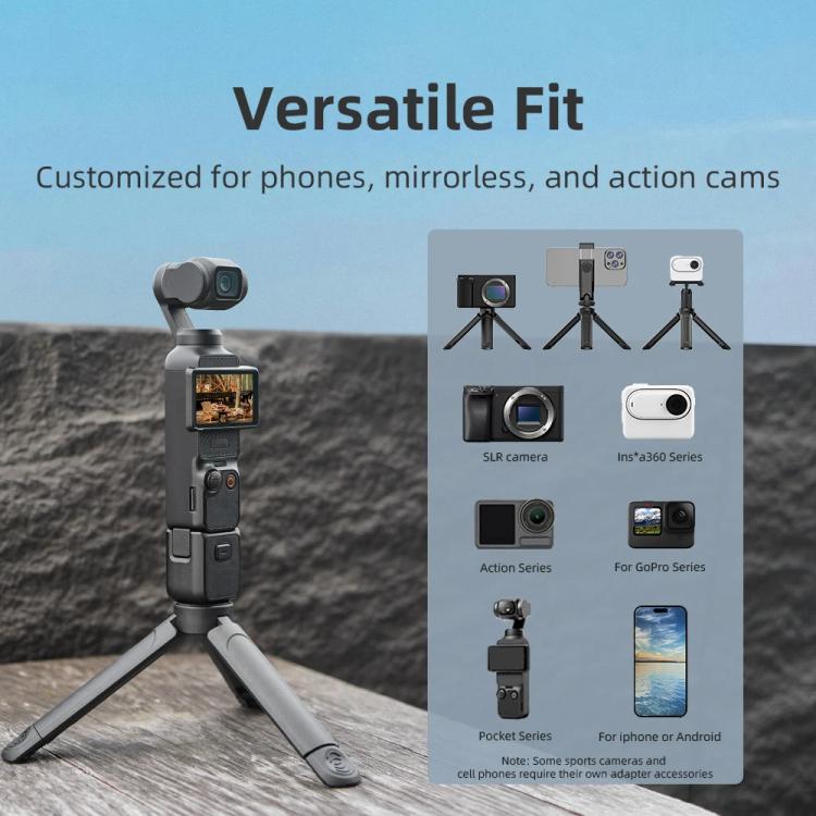 Flymile Extendable Mini Tripod With 1/4-Inch Screw For Action Cameras, Phone Clip Set, Nut Adapter Set